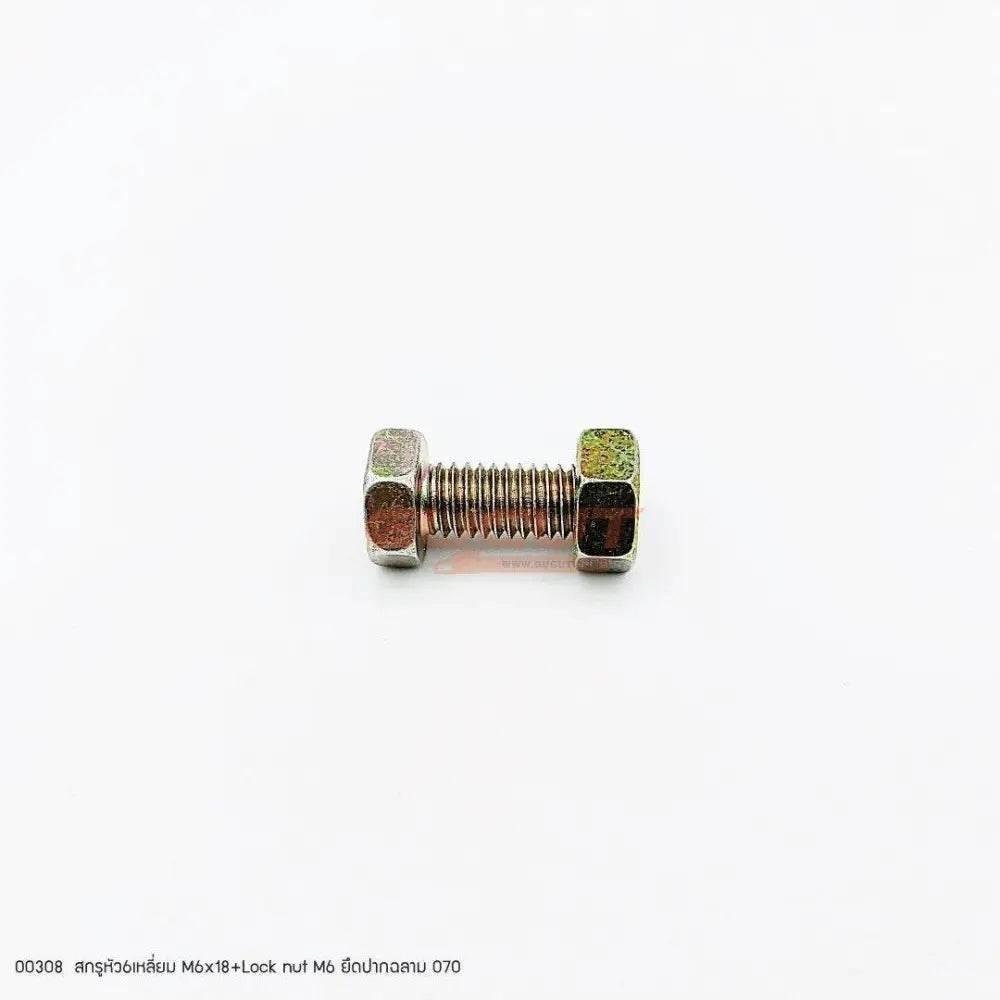 00308 สกรูยึดปากฉลาม M6x18+Lock nut M6 MS070