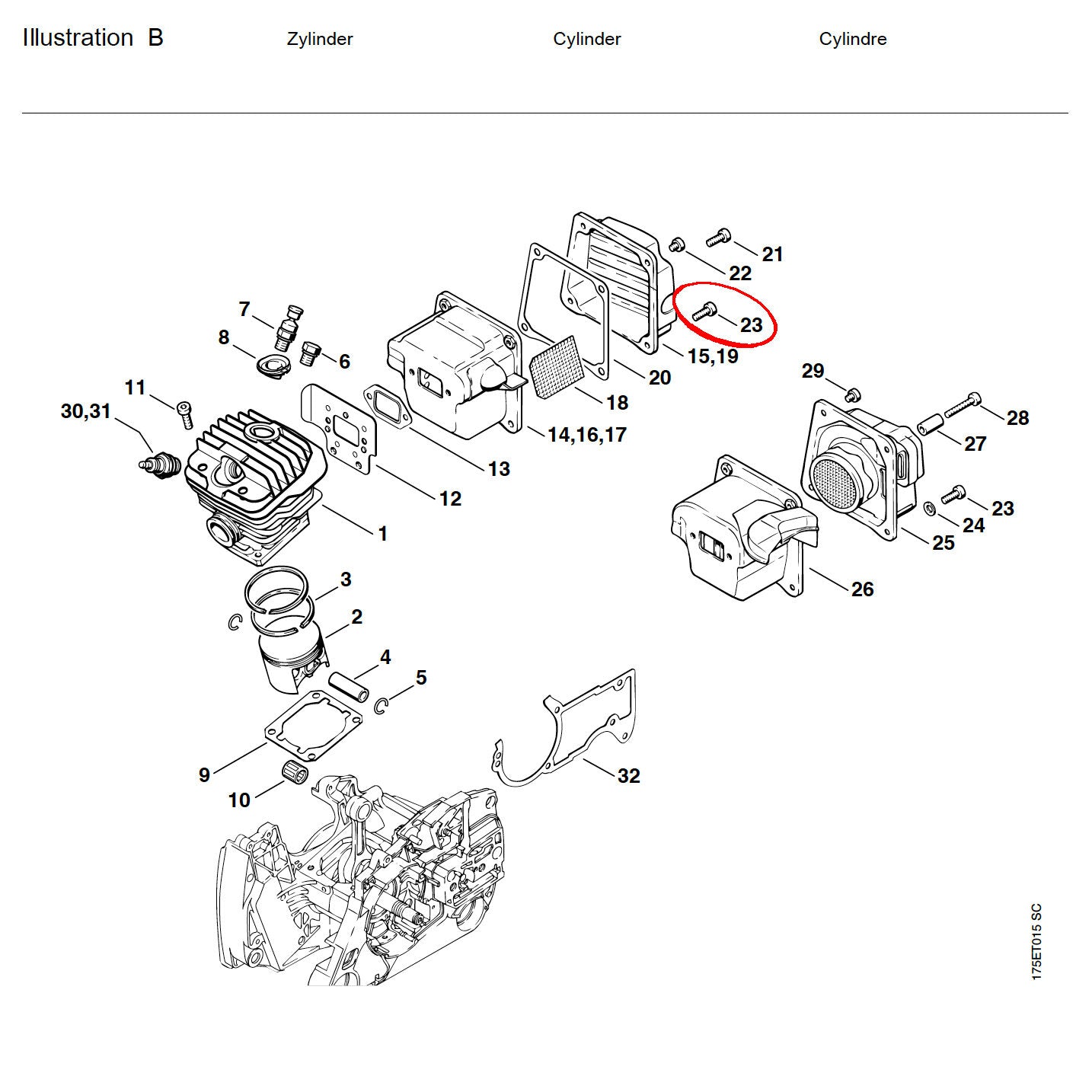 05761 สกรูยึดท่อไอเสีย IS-M6X20 B23 MS440 (ใช้2ชิ้น)