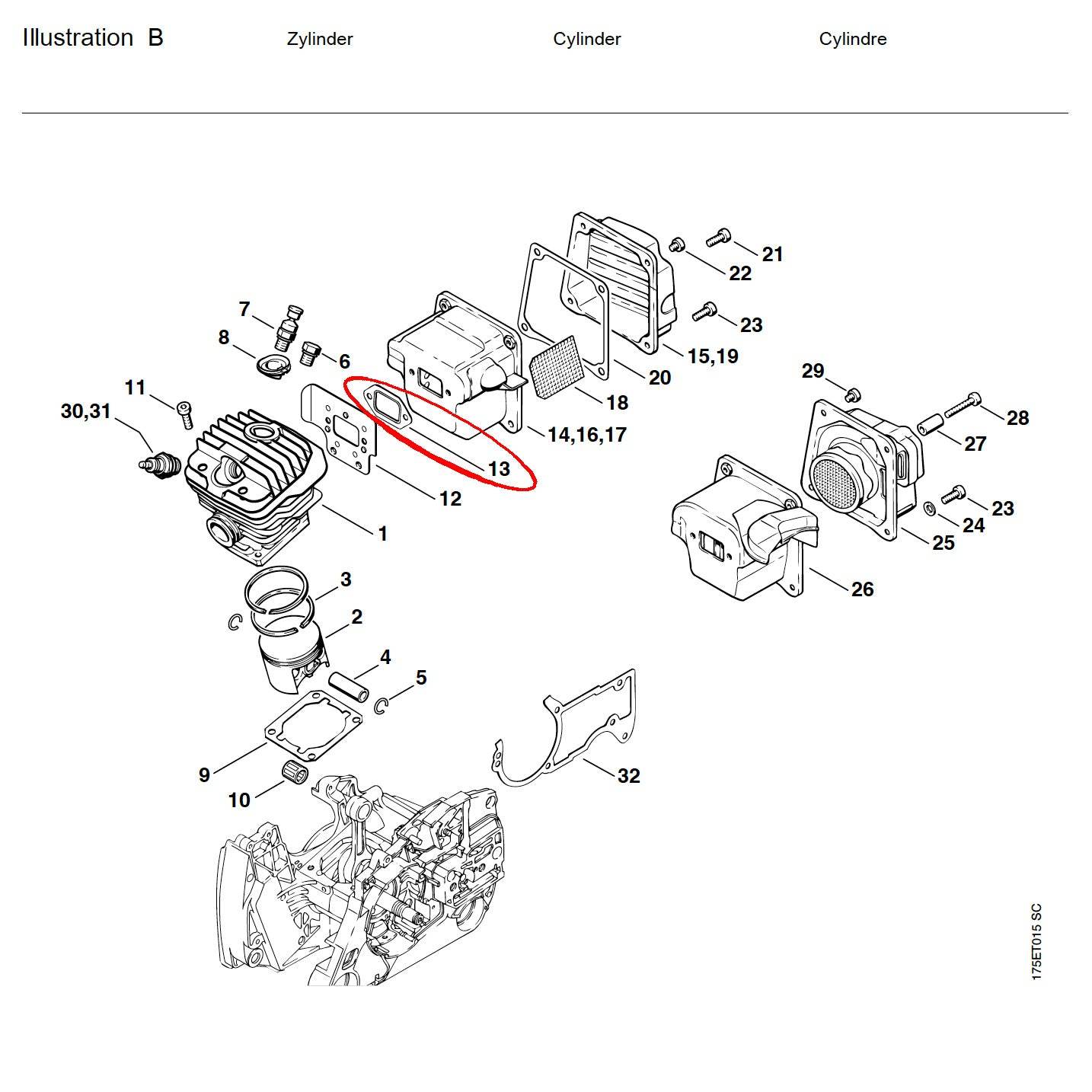 05757 ปะเก็นท่อไอเสีย MS440 B13 - GUCUT