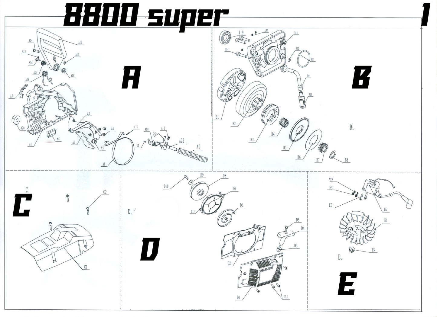 04605 ชุดสตาร์ท 8800SP D1-D11