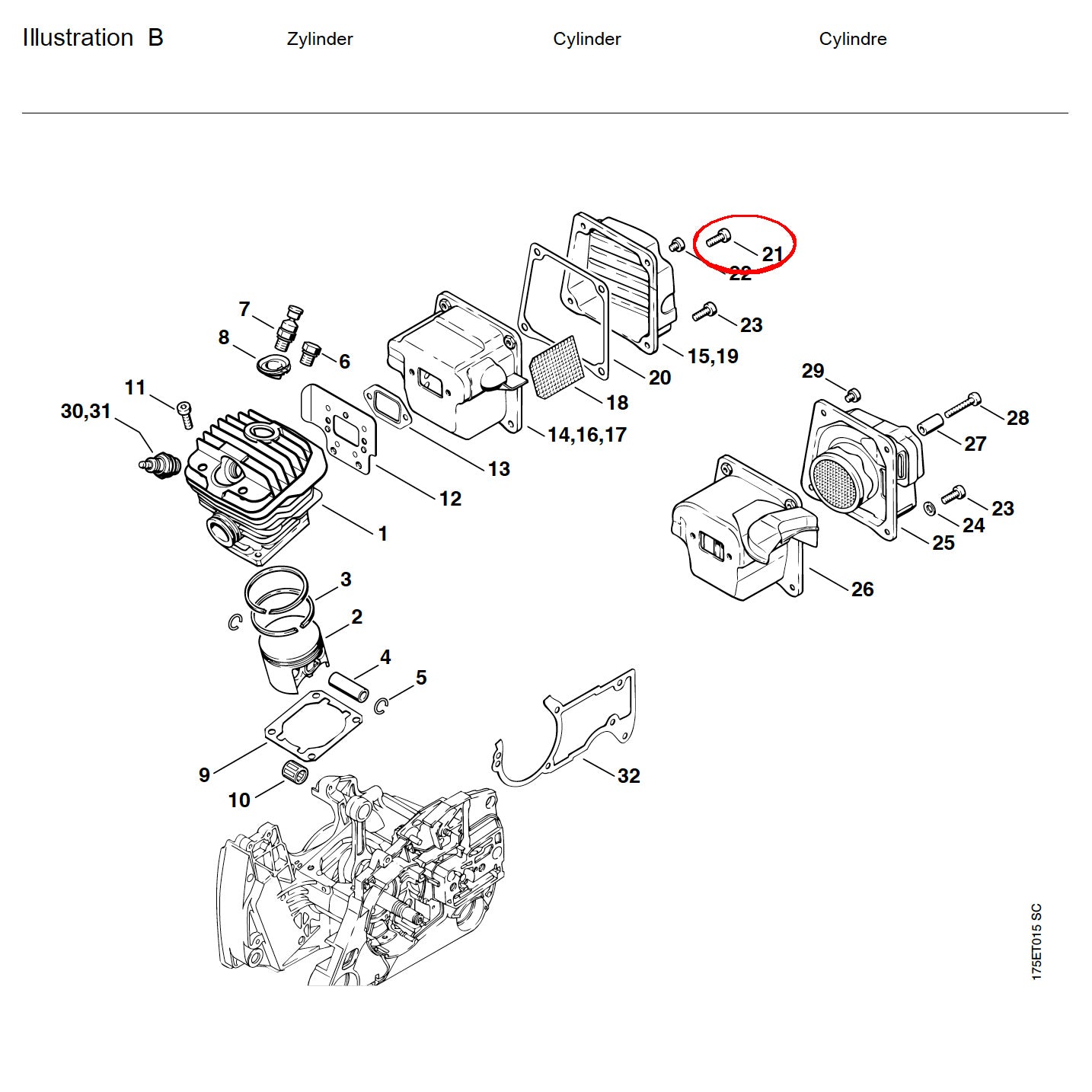 05759 สกรูยึดท่อไอเสีย IS-M5X16 B21 MS440 (ใช้2ชิ้น)